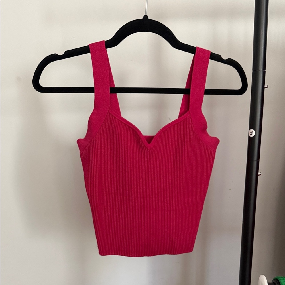 Abercrombie & Fitch Hot Pink Ribbed Crop Top